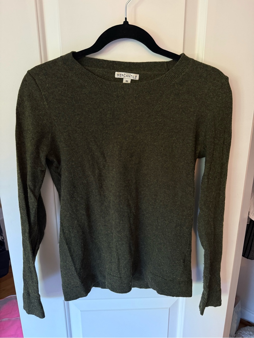 J Crew Olive Green Lightweight Crewneck Sweater